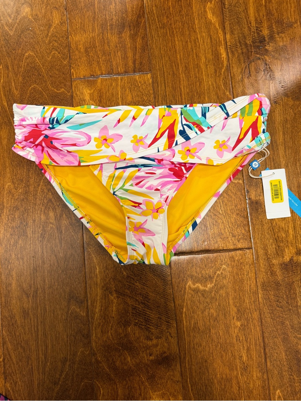 Bleu Rod Beattie  Floral Cross-Front Bikini Bottoms in Yellow & Pink size 8